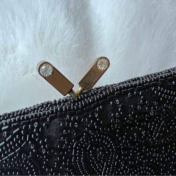 VINTAGE WALBORG beaded black CLUTCH Hand Made in W Germany - Picture 3 of 16